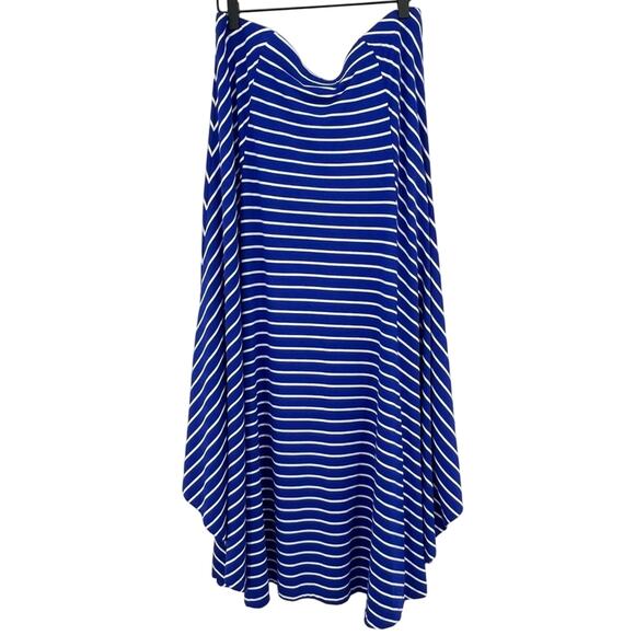 Chico’s skirt 12/14 blue white stripe jersey knit stretch elastic waist midi - Picture 3 of 7